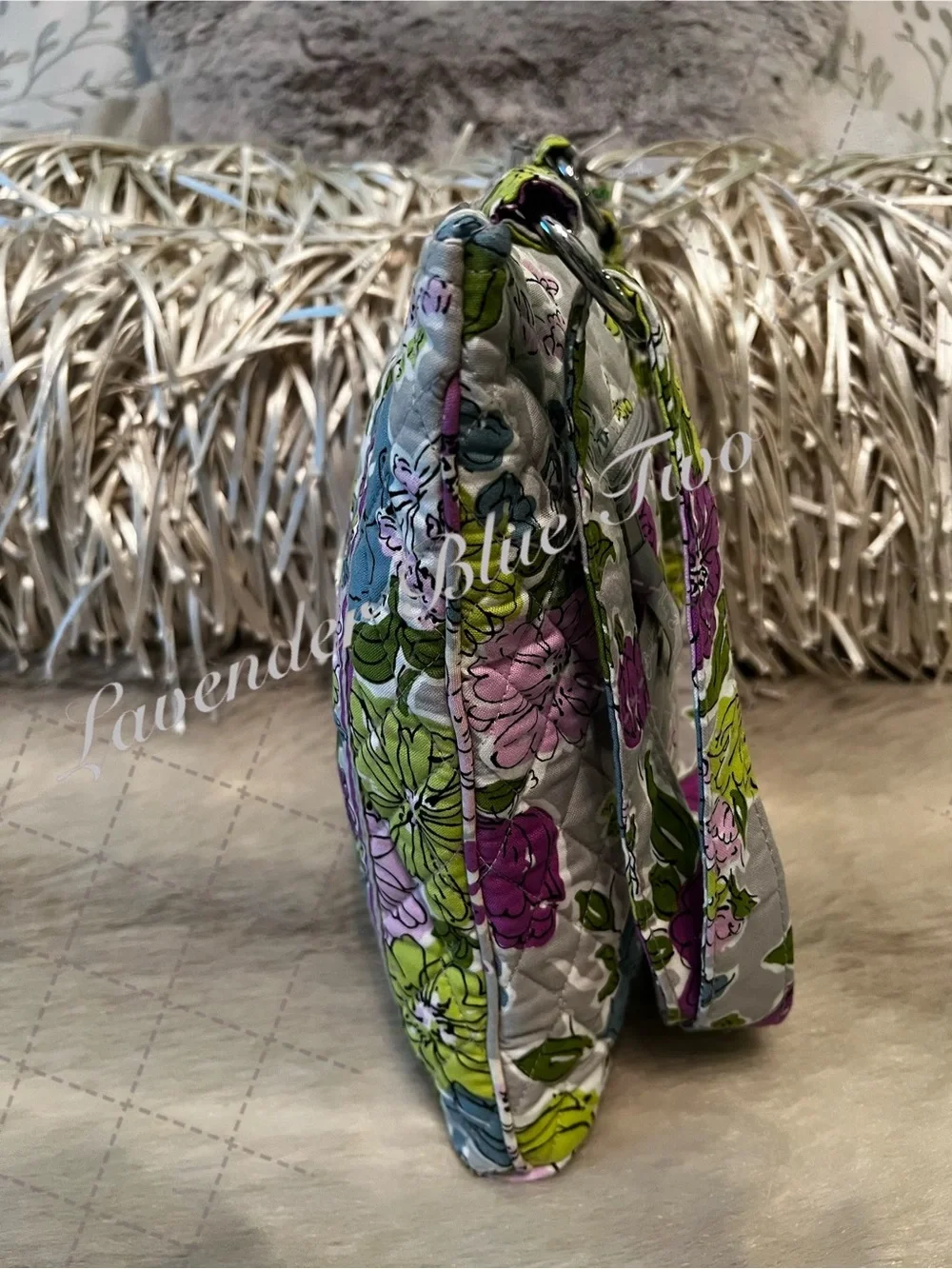 VERA BRADLEY Watercolor 2011 Zipper Hipster Crossbody Purple Green Floral Y2K